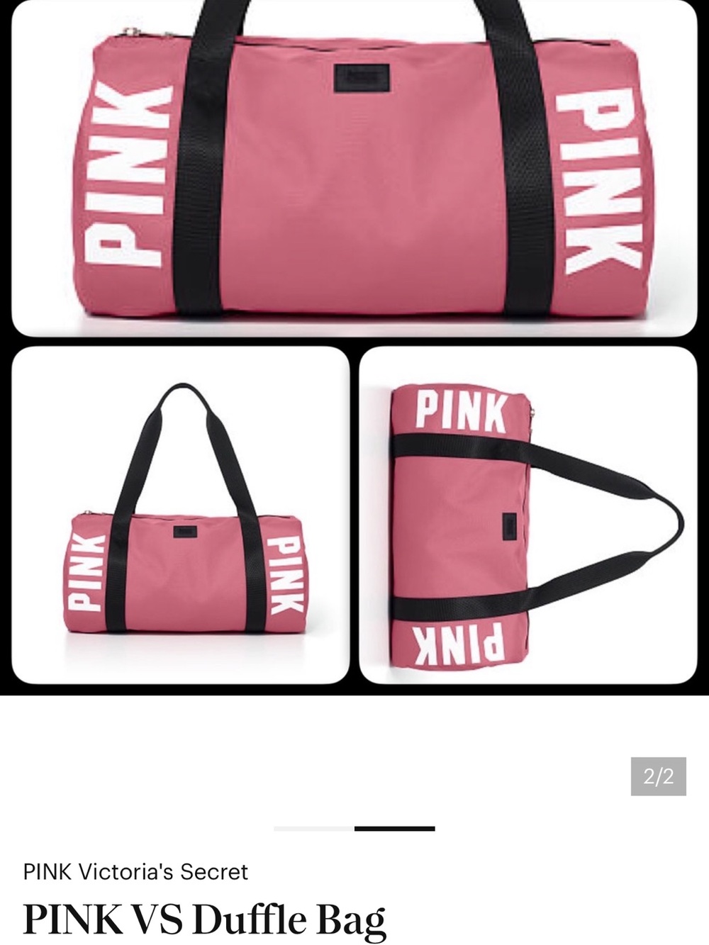 Victoria's Secret PINK soft begonia Duffle Bag with Black Straps